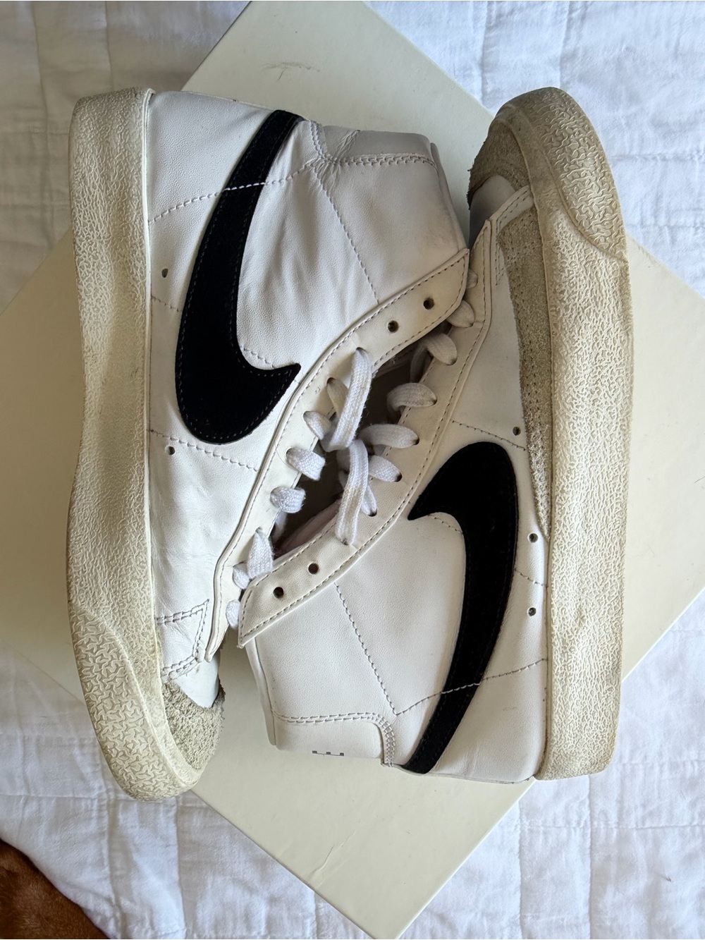 Nike Women's White & Black High-Top Sneakers, Blazers size W7.5
